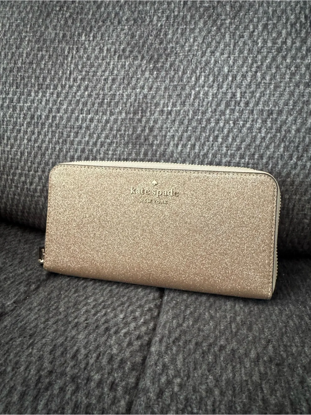 kate spade Rose Gold Glitter Tote with Matching Zip Wallet